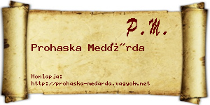 Prohaska Medárda névjegykártya